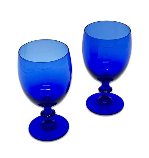 Vintage Pair Of Cobalt Blue Water Goblets Circa 1970s We Are Not A Shop