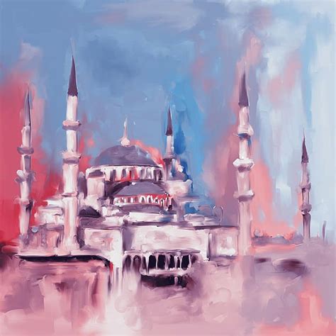 Islamic Art Canvas Islamic Paintings Canvas Art Mosque Art Blue