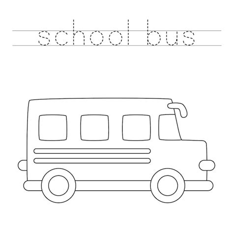 Premium Vector Trace The Word Color Cartoon School Bus Handwriting
