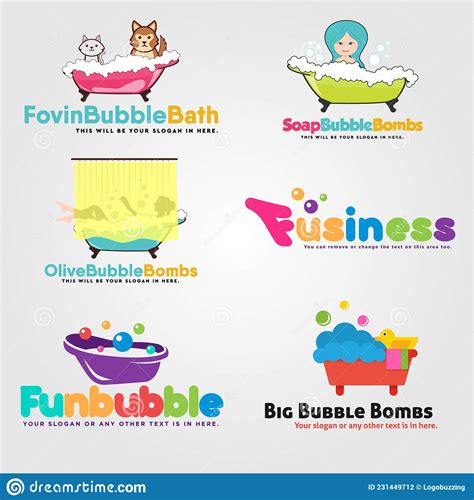Set Of Colorful Bath Bubble Soap Logo Design Stock Vector