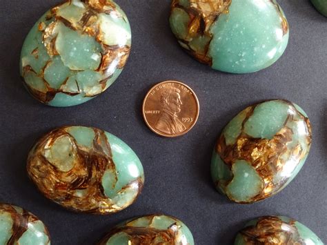 40x30mm Gold Copper Stone And Regalite Cabochon Dyed Gemstone