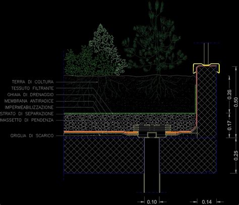 Pitched green/turf roof apex/edge detail. Green Detail DWG Detail for AutoCAD • Designs CAD