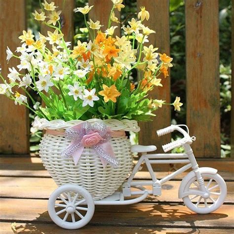 Flower Basket Rattan Vase Tricycle Bike Party Decoration Home Decor Big