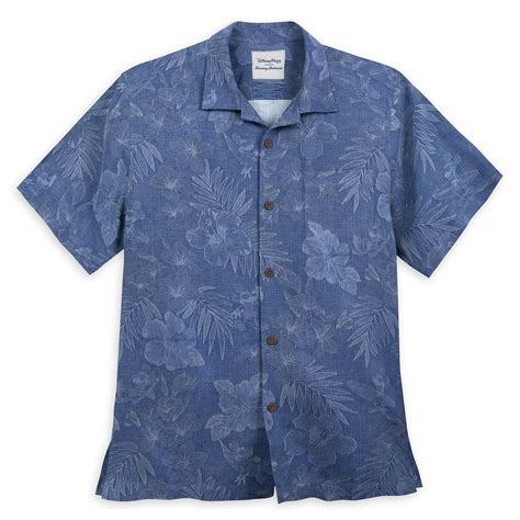 Mickey Mouse Jacquard Aloha Silk Shirt For Men By Tommy Bahama Blue