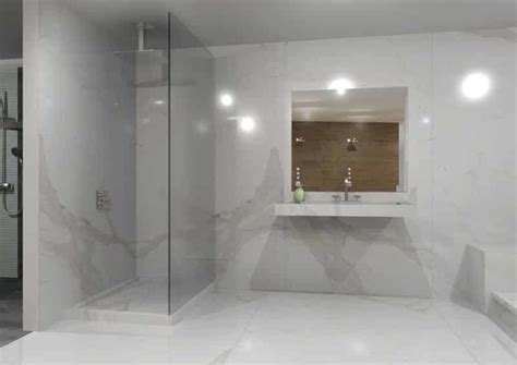 Tile spacers used for installation determine the grout line size for bathroom floor and wall tiles. The Biggest Porcelain Tile | McManus Kitchen and Bath ...