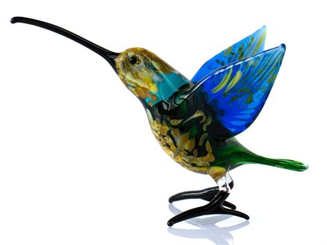 Hummingbird Glass Figurine Colibri Blown Glass Bird Etsy