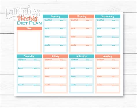 weight loss meal planner template