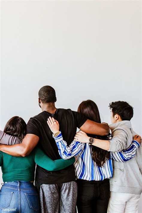 Rearview Of Diverse People Hugging Each Other Premium Image By