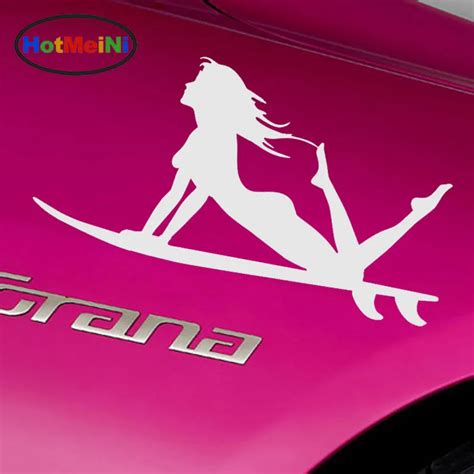 Hotmeini 1711cm 10 Colors Funny People Sexy Girl Sea Sports Surfing Car Stickers Exterior