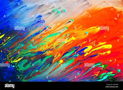 Bright Colourful Abstract Art Painting Background Close Up Stock Photo