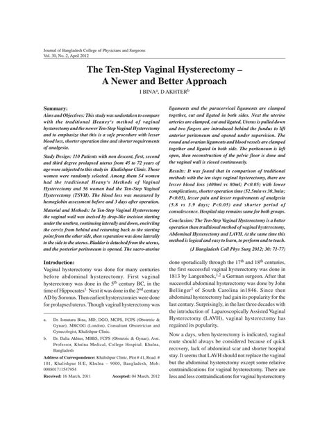 Solution The Ten Step Vaginal Hysterectomy Studypool
