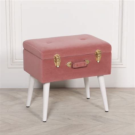 Pink Suitcase Stool With White Legs Maison Reproductions