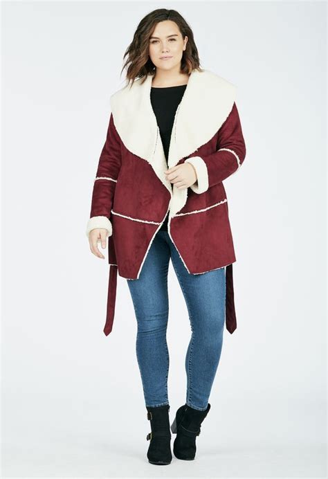 Huge fabric selection · free shipping · premium quality Wrap coat with faux shearling detail, shawl collar, and ...