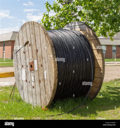 A Large Spool Of Electric Cable Wire Stock Photo Alamy