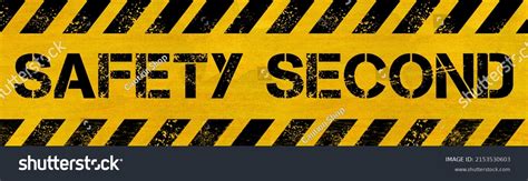 Safety Second Yellow Warning Signs Isolted Stock Illustration