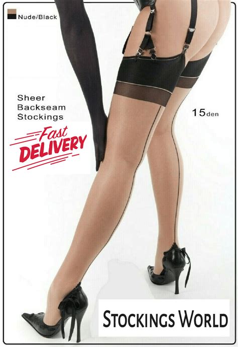 Fully Fashioned Stockings Seamed Bi Colour Natural And Black The Burlesque