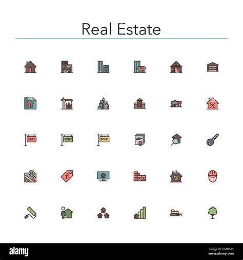 Real Estate Colored Line Icons Stock Vector Image And Art Alamy