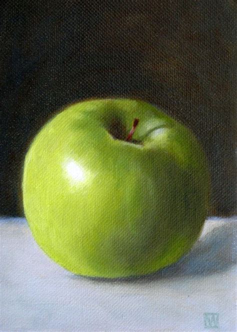 Green Apple Oil Painting By Wendy Prather Burwell Still Life Fruit