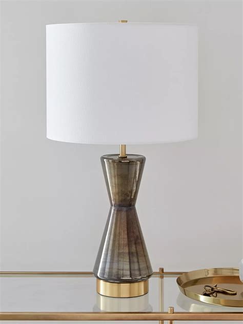 West Elm Metallized Glass Large Usb Table Lamp Grey At John Lewis And Partners
