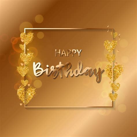Happy Birthday Vector Illustration Golden Foil Confetti And White And