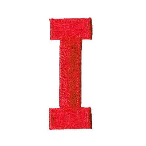 Alphabet Letter I Color Red 2 Block Style Iron On Embroidered