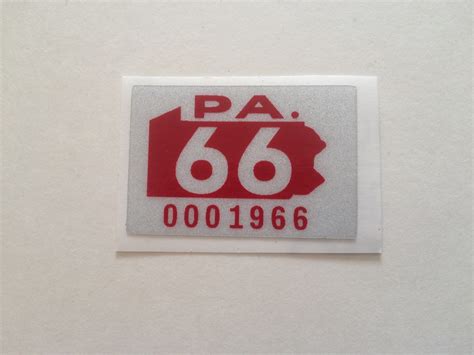 Jims Old Pl8s 1966 Pennsylvania Registration Sticker