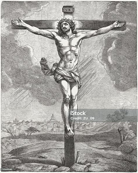 The Crucified Jesus Wood Engraving Published C 1880 Stock Illustration