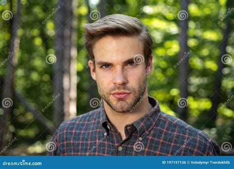 Portrait Of A Handsome Masculine Man Serious Face Gorgeous Stylish