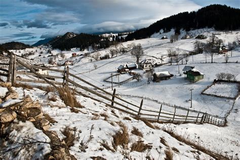 Winter Landscape Mountain Village In The Romania Stock Image Image