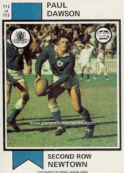1974 Scanlens Rugby League Card No 112 Paul Dawson Newtown Jets 2537