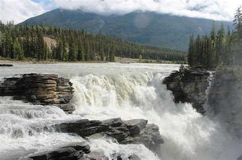 Hd Wallpaper Waterfalls Athabasca Falls Canada Forest Jasper