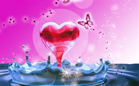 3d Heart In Water Wallpaper For Widescreen Desktop Pc