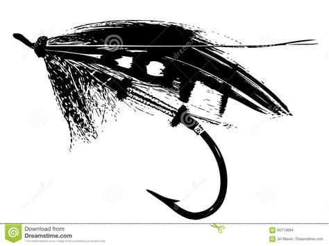 Artificial Salmon Fly Silhouette Fly Fishing Portrait Stock Illustration - Illustration of ...