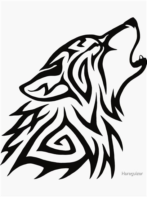 Tribal Wolf Howl Sticker By Hareguizer Redbubble Tribal Wolf Tattoo