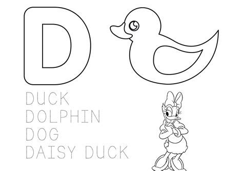 Learn The Alphabet Coloring Page Letter D Educational