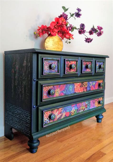 Green Patchwork Dresser Funky Painted Furniture Colorful Furniture