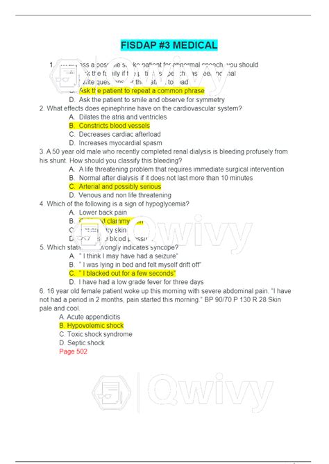 FISDAP 3 MEDICAL - QUESTIONS AND ANSWERS FISDAP 3 MEDICAL - QUESTIONS