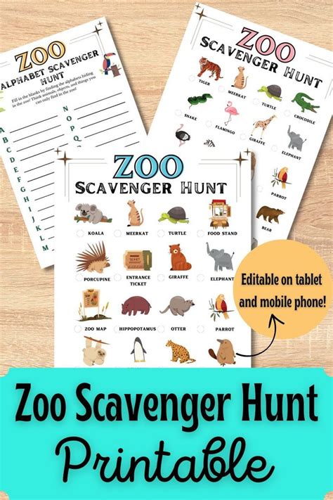 Zoo Scavenger Hunt Printable Outdoor Birthday Scavenger Hunt Etsy In