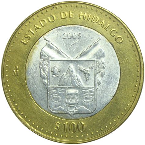 Moneda 100 Pesos Plata Mexico 2005 Hidalgo