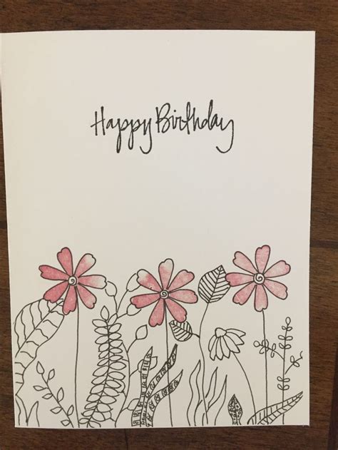 Flower Stamps Plus Hand Drawn Plants To Make A Birthday Card