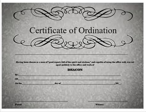 Printable Ordination Certificate Templates