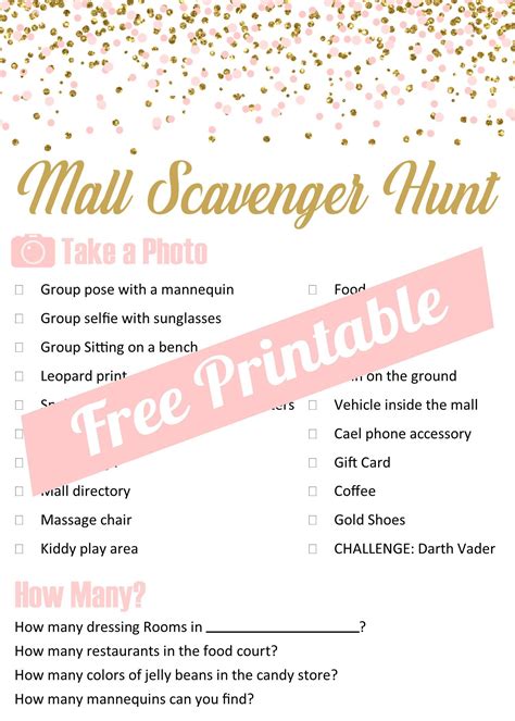 Golden Birthday Party Ideas 13th Birthday Party Mall Scavenger Hunt