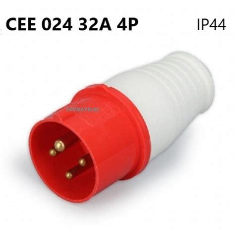 024 32a 4pin Industrial Plug Red Ip44 32 Ampere 4 Pin Plug 380v