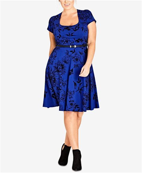 City Chic Trendy Plus Size Birdy Flock Fit And Flare Dress Plus Size