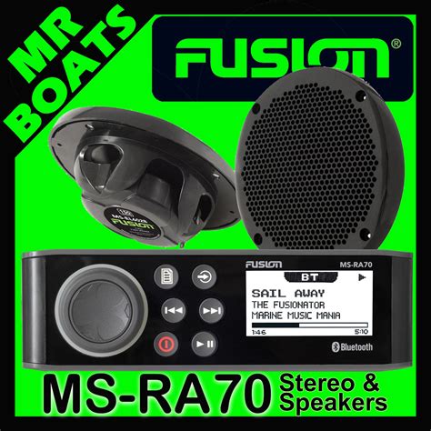 Fusion Ra70 Marine Stereo 2 X 6 Black Speakers Radio Ms Ra70ktsa