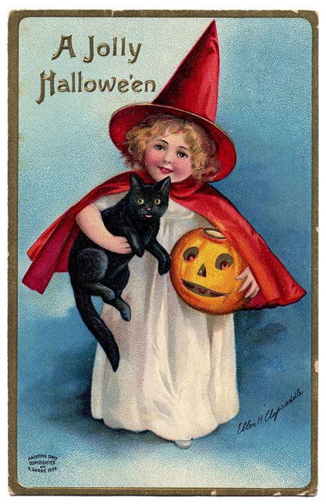 A Collection Of 13 Adorable Vintage Black Cat Halloween Postcards