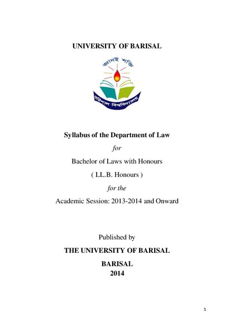 Pdf Syllabus Of Bachelor Of Laws With Honours Department Of Law