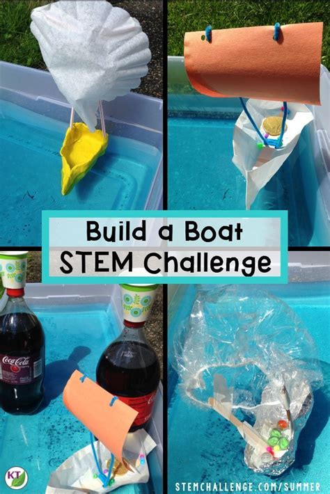 Several Pictures Of How To Build A Boat Stem Challenge With Water And
