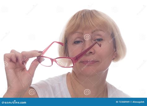caucasian woman take off her glasses isolated stock image image of modern female 72368949