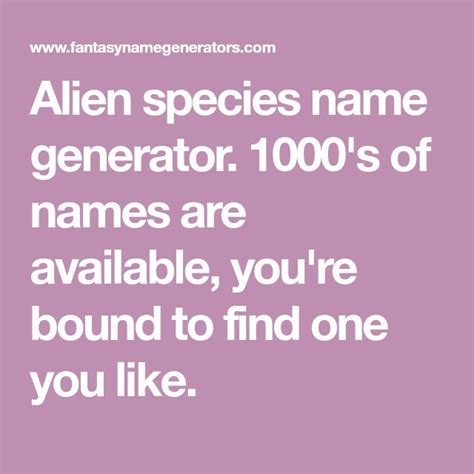 Alien Species Name Generator 1000s Of Names Are Available Youre